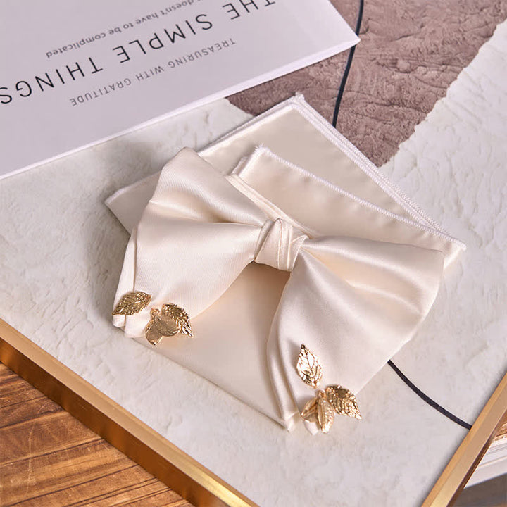 Pañuelo de bolsillo extragrande con hojas y doble capa para hombre