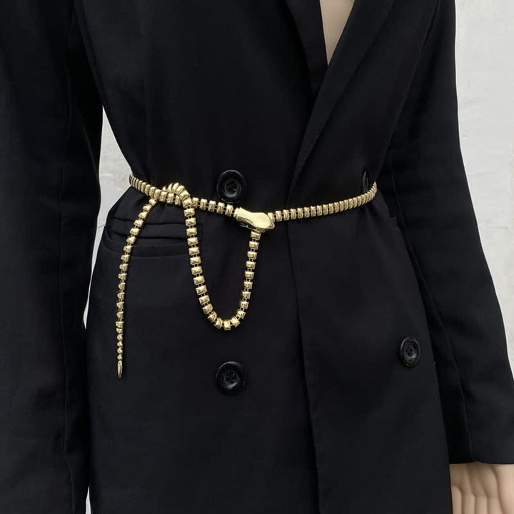Cinturón de metal con cadena de serpiente estilo retro para mujer