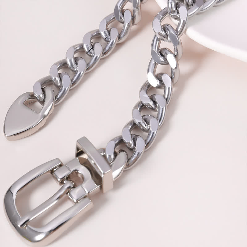 Cinturón de metal con cadena de eslabones multicapa para mujer