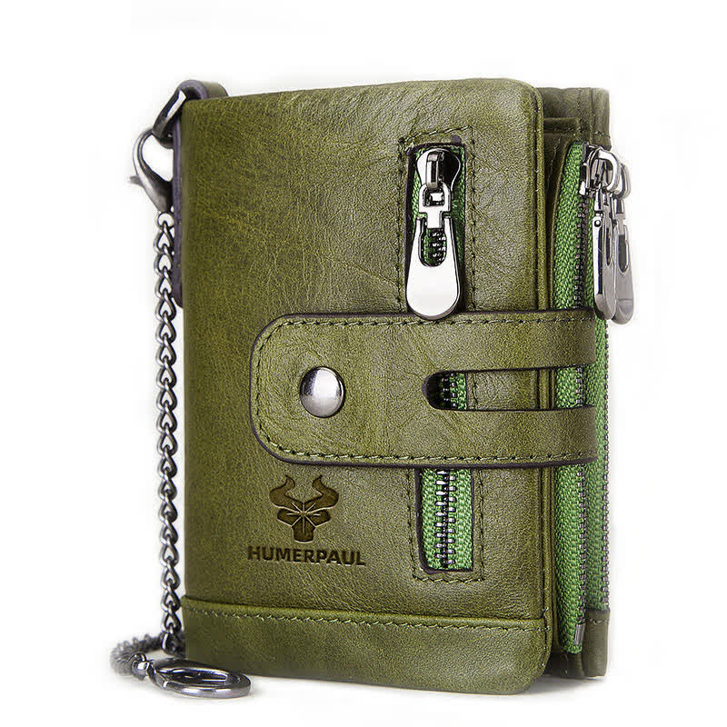 Cartera de cuero genuino de gran capacidad multifuncional RFID