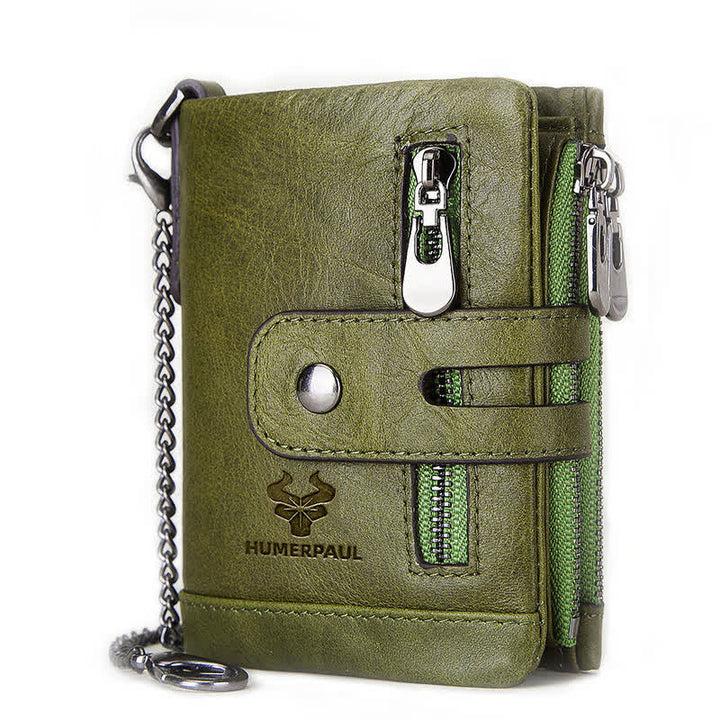 Cartera de cuero genuino de gran capacidad multifuncional RFID