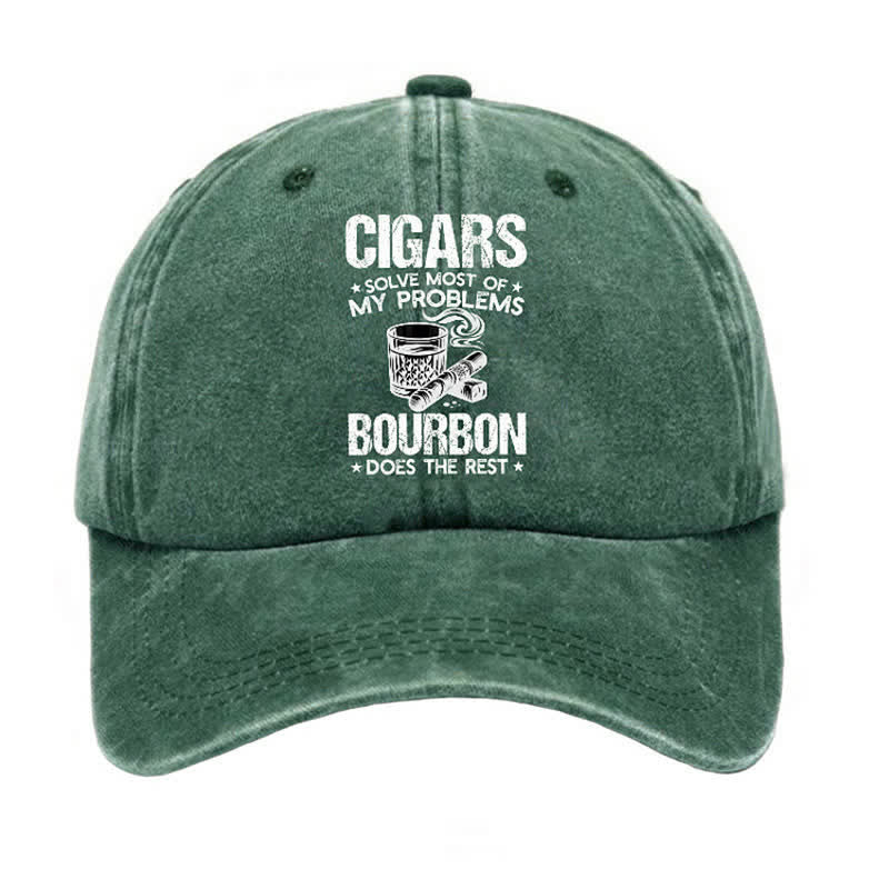 Gorra de béisbol ajustable "Los puros y el vino solucionan problemas"