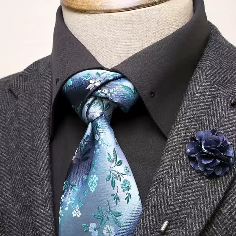 Conjunto de 2 piezas de corpiño ancho con estampado floral en cian claro y azul marino para hombre