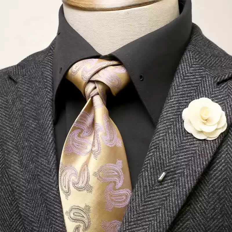 Conjunto de 2 piezas de corpiño ancho con motivos paisley dorados y violetas para hombre