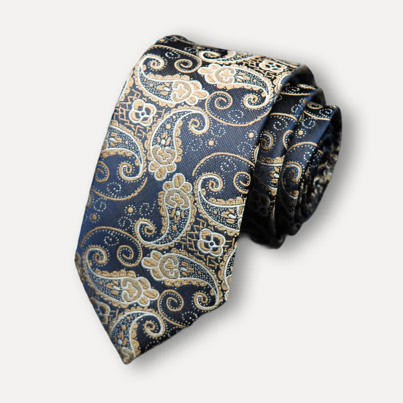 Corbata de cachemira exótica azul marino para hombre