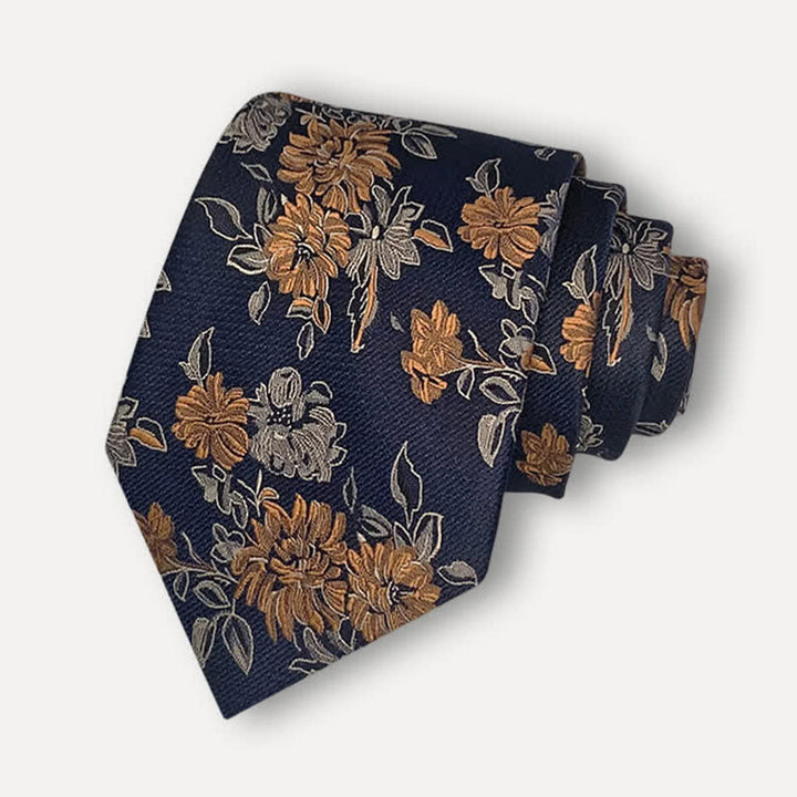 Corbata informal con estampado floral de crisantemo para hombre