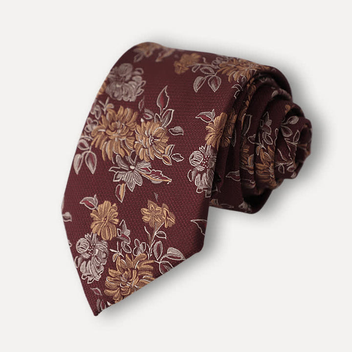 Corbata informal con estampado floral de crisantemo para hombre