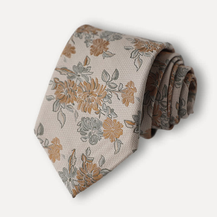 Corbata informal con estampado floral de crisantemo para hombre
