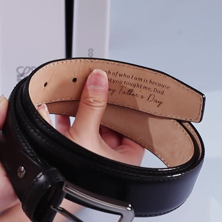 Cinturón de cuero personalizado con punta grabada personalizada y sencilla
