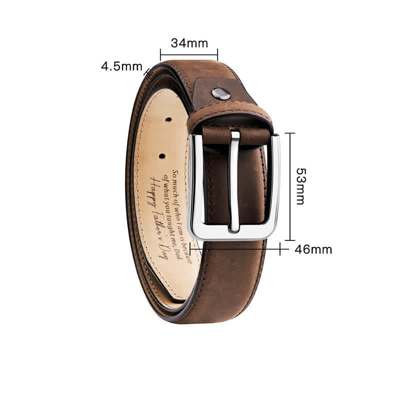 Cinturón de cuero personalizado con punta grabada personalizada y sencilla