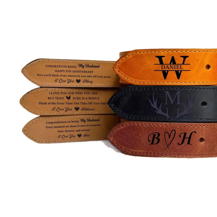 Cinturón de cuero personalizado con texto grabado y nombre personalizado - image 7