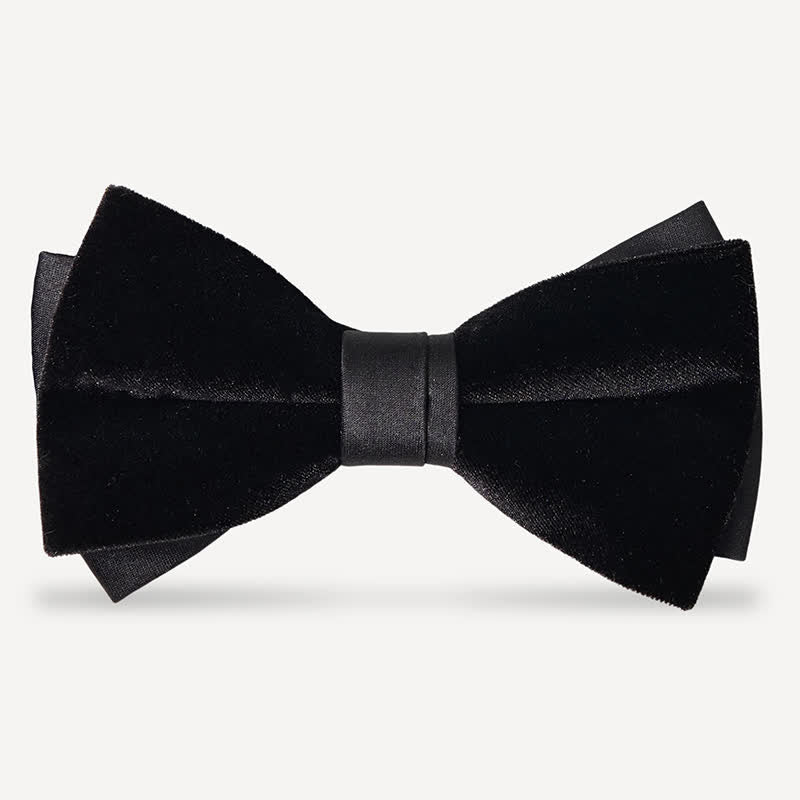 Pajarita de boda de terciopelo negro liso y noble para hombre