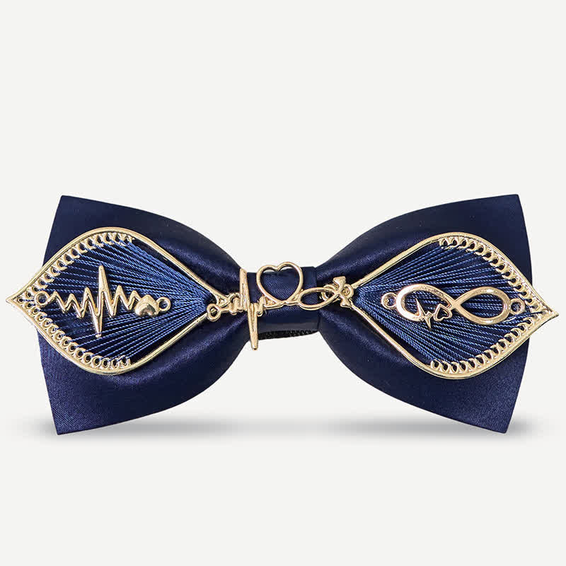 Pajarita de metal dorado con forma de fénix para hombre en azul marino