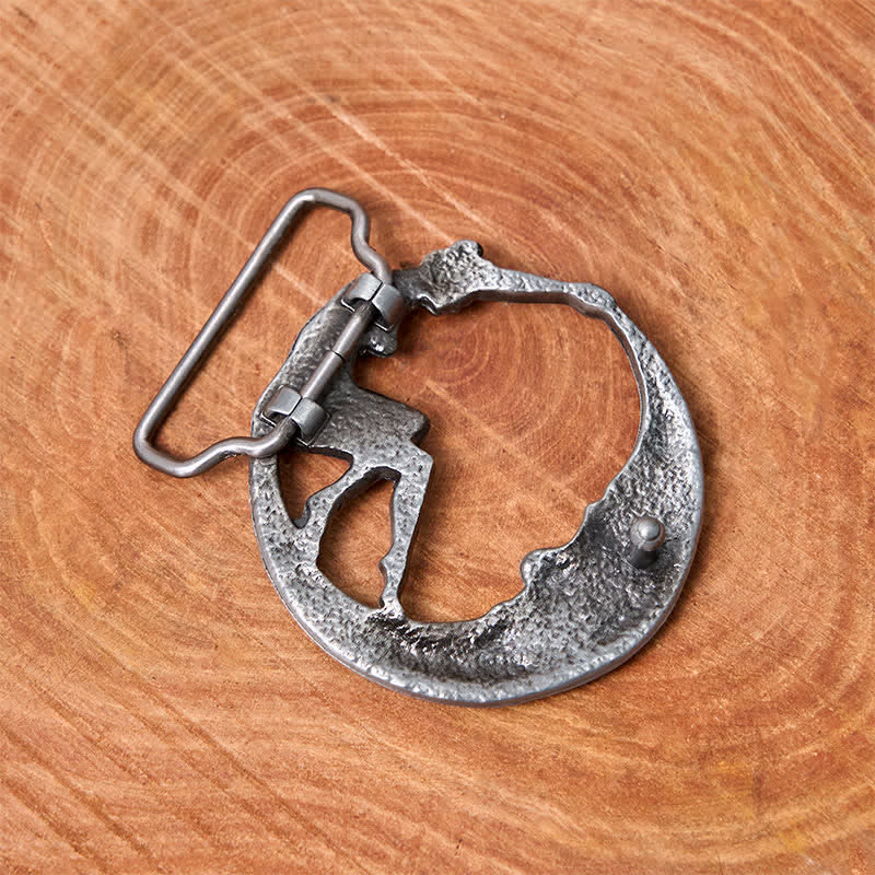 Cinturón de cuero con hebilla de luna para hombre, novedoso, hecho a mano