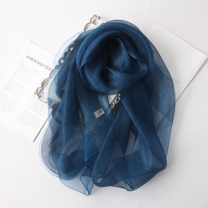 Bufanda de seda de organza brillante de lujo para mujer