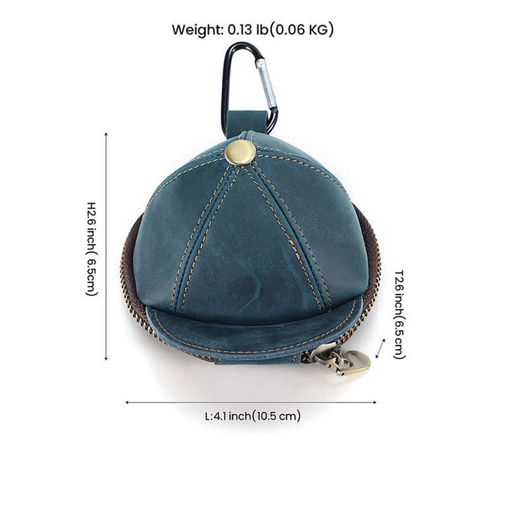 Monedero creativo de cuero con forma de gorra de béisbol