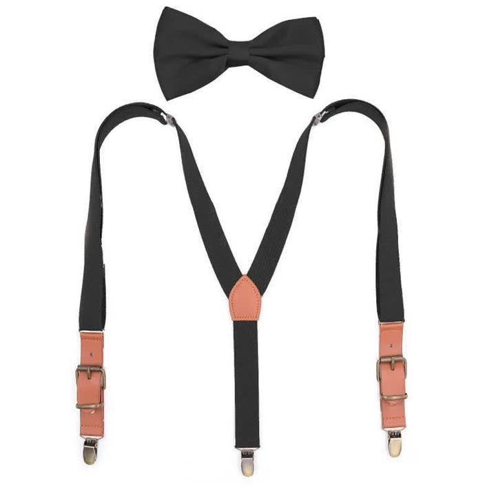 Conjunto de 2 tirantes ajustables con monograma personalizado, pajarita y 3 clips