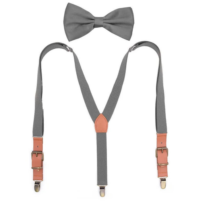 Conjunto de 2 tirantes ajustables con monograma personalizado, pajarita y 3 clips