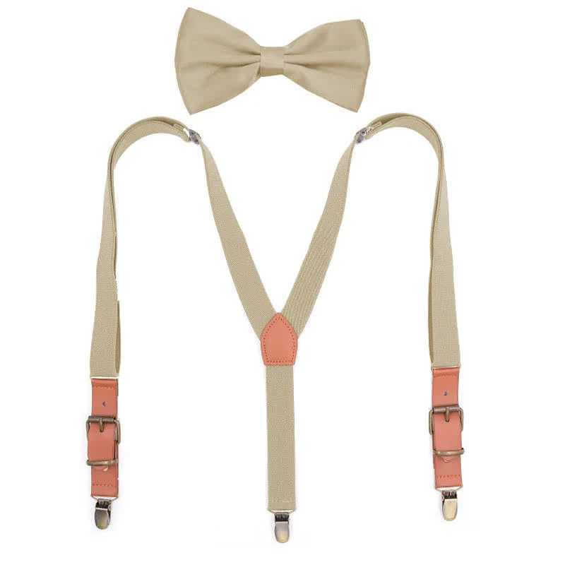 Conjunto de 2 tirantes ajustables con monograma personalizado, pajarita y 3 clips