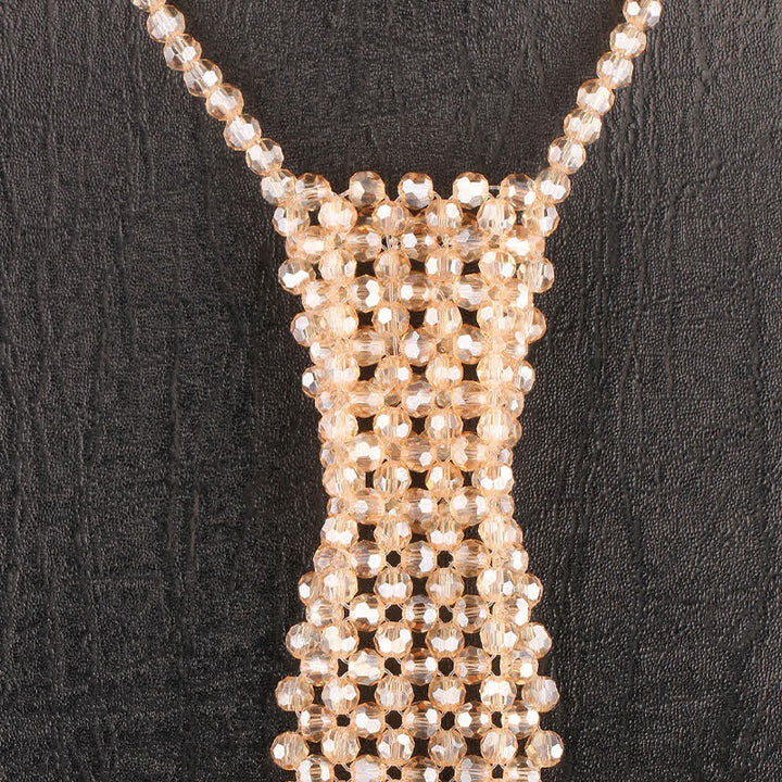 Collar de corbata creativo de cristal artificial hecho a mano