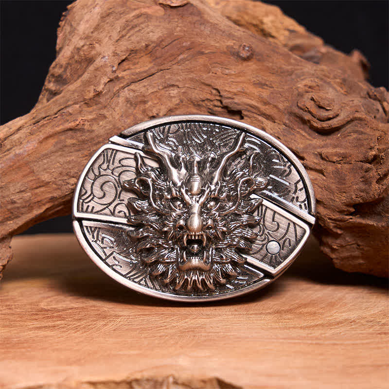 Cinturón de cuero con cuchillo plegable oculto Brave Dragon para hombre