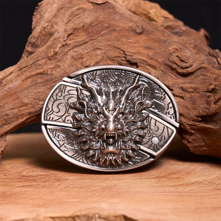 Cinturón de cuero con cuchillo plegable oculto Brave Dragon para hombre