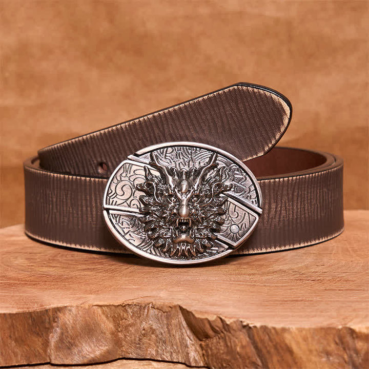 Cinturón de cuero con cuchillo plegable oculto Brave Dragon para hombre
