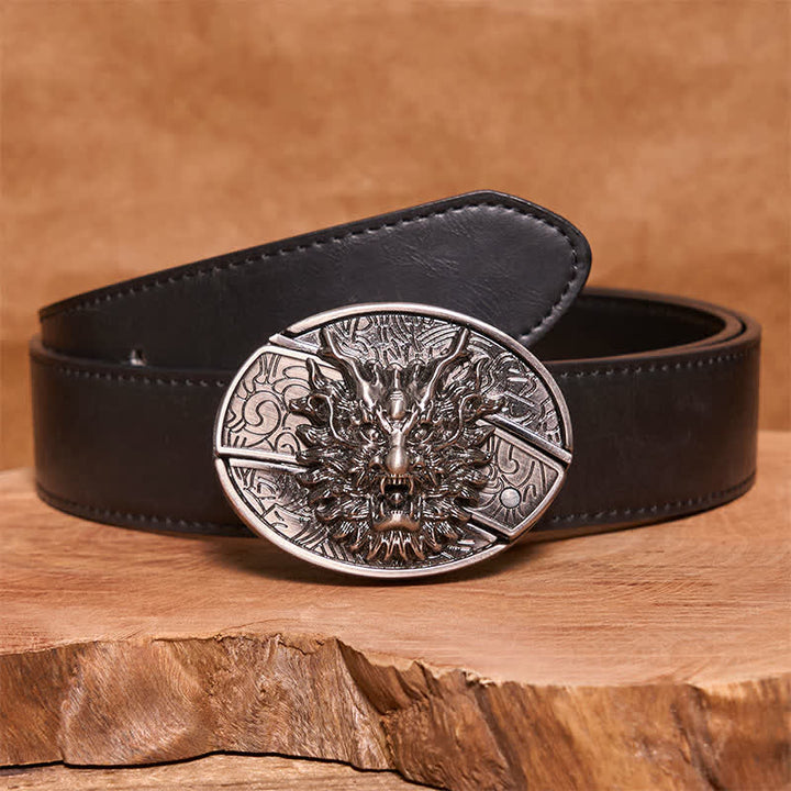 Cinturón de cuero con cuchillo plegable oculto Brave Dragon para hombre