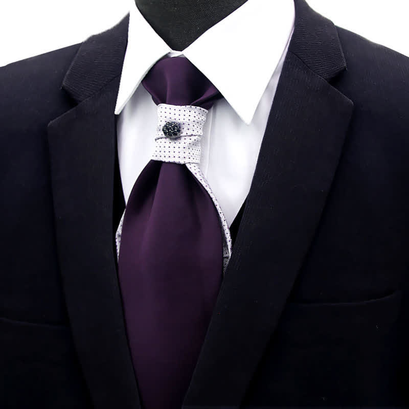 2 corbatas de bolsillo para hombre, preatadas, con cristales y tachuelas.