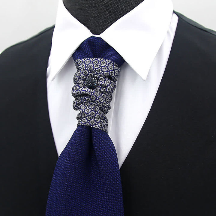 2 corbatas de bolsillo para hombre, preatadas, con cristales y tachuelas.