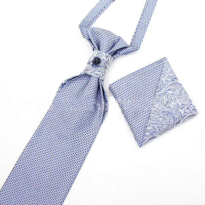 2 corbatas de bolsillo para hombre, preatadas, con cristales y tachuelas.