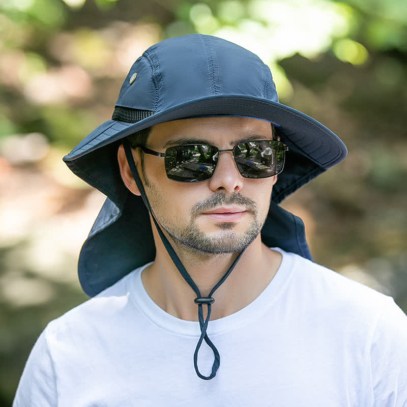 Sombrero tipo pescador de ala ancha con protección solar y solapa para el cuello