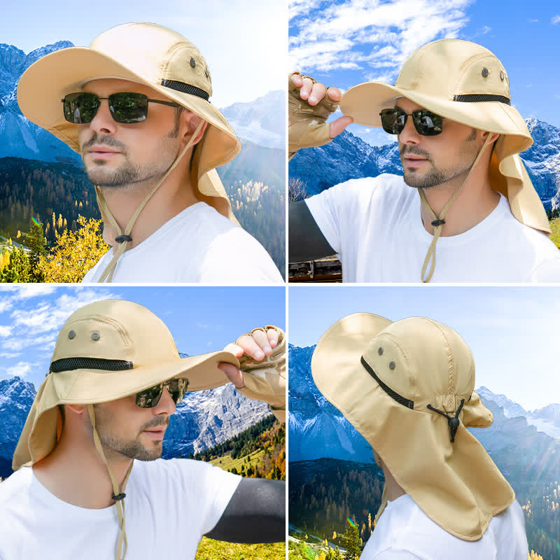 Sombrero tipo pescador de ala ancha con protección solar y solapa para el cuello