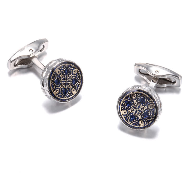 1 par de gemelos con diseño floral novedoso para hombre