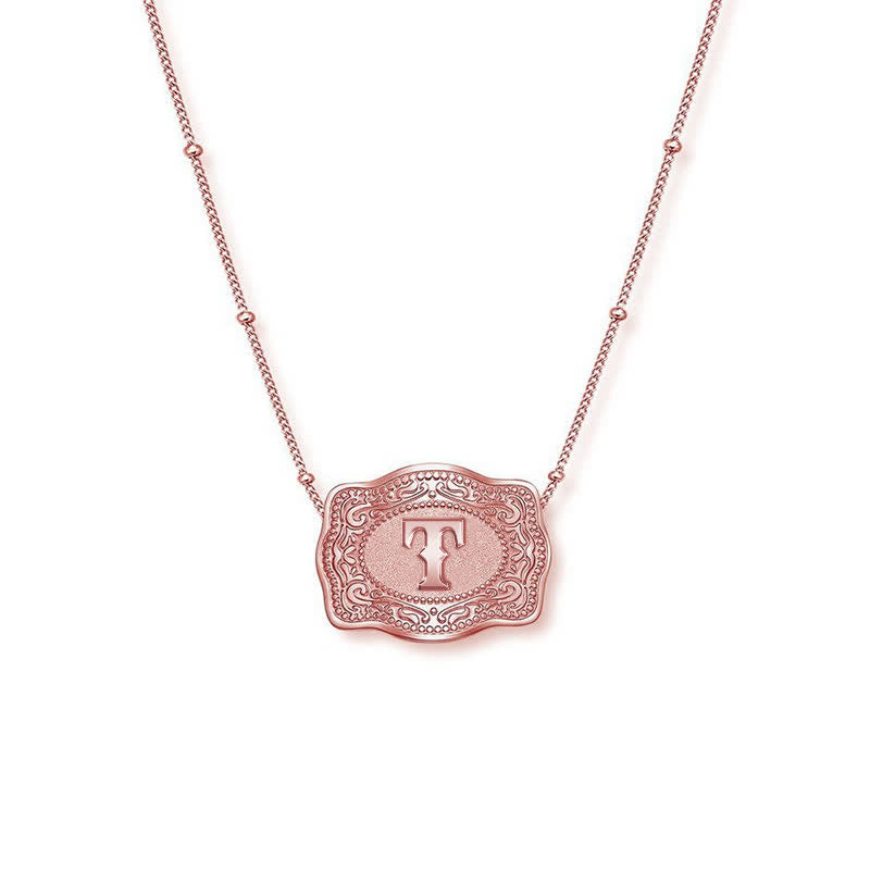 Collar con inicial en relieve en oro rosa