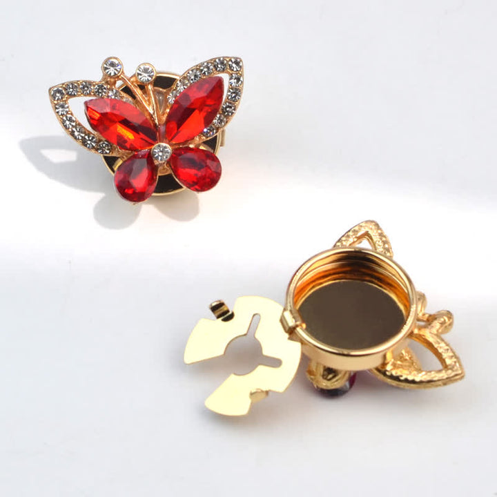 1 par de cubiertas de botones de camisa a presión con forma de mariposa y cristales de estrás