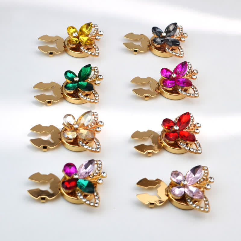 1 par de cubiertas de botones de camisa a presión con forma de mariposa y cristales de estrás