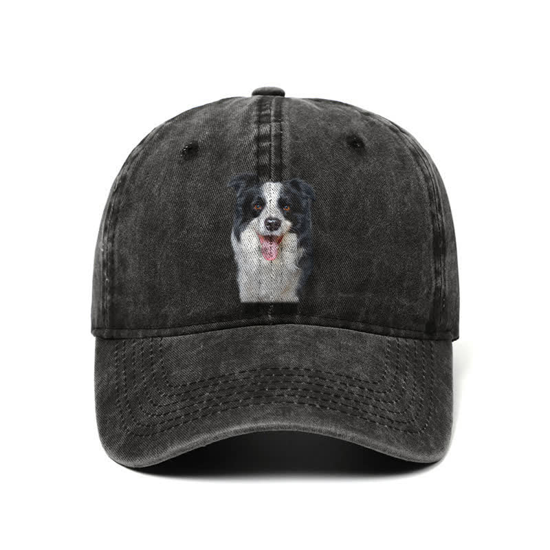 Gorra de béisbol ajustable para amantes de los perros Border Collie negro
