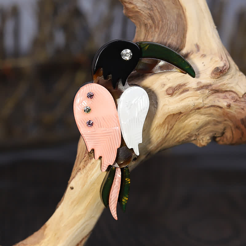 Broche de acrílico hecho a mano con forma de pájaro carpintero de dibujos animados - image 3