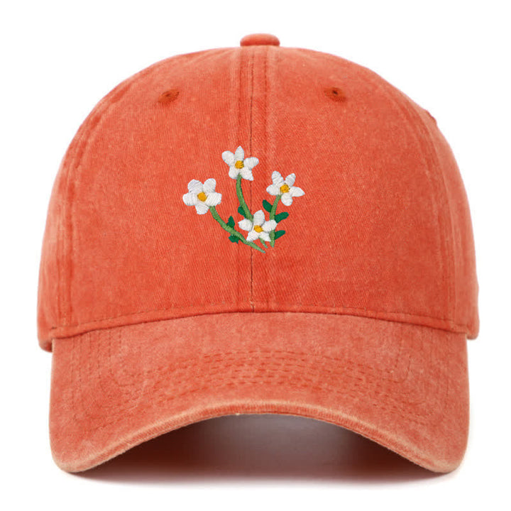Gorra de béisbol ajustable con bordado floral de flores blancas - Naranja - Ajustable (aproximadamente 21 5/8"-22 7/8") - image 16