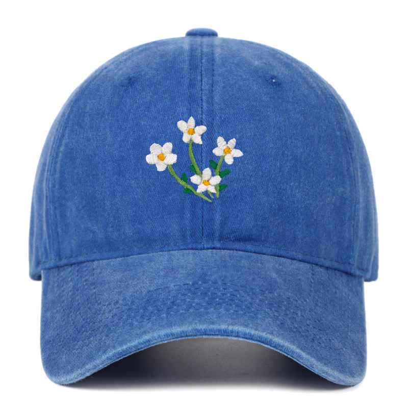 Gorra de béisbol ajustable con bordado floral de flores blancas - Azul - Ajustable (aproximadamente 21 5/8"-22 7/8") - image 18