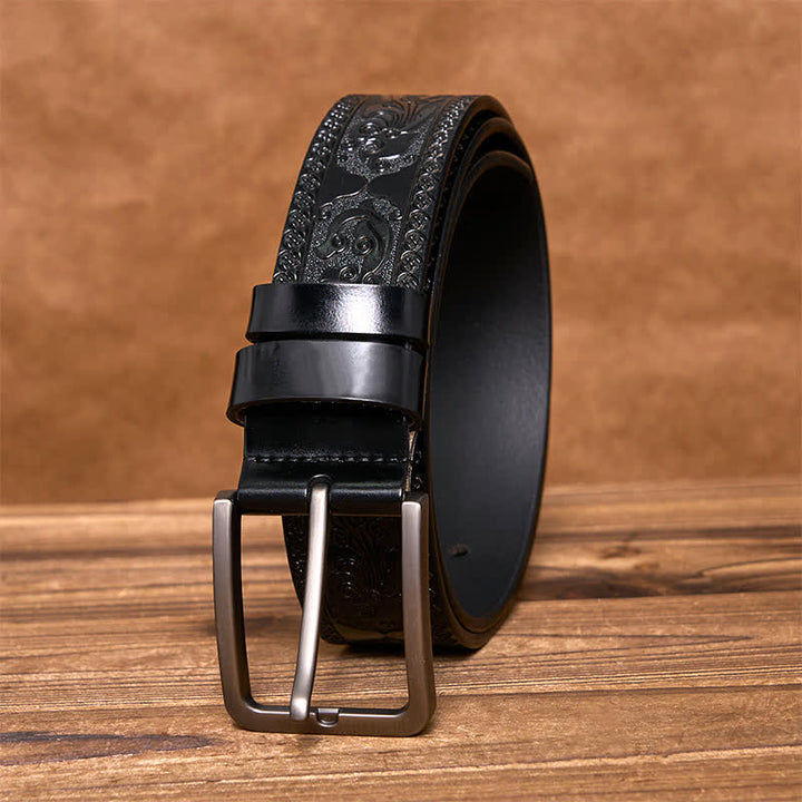 Cinturón de cuero de lujo con estampado floral en relieve para hombre - image 7