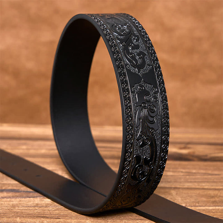 Cinturón de cuero de lujo con estampado floral en relieve para hombre - image 8