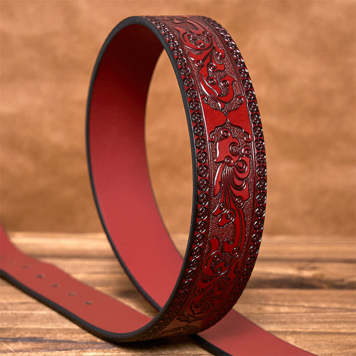 Cinturón de cuero de lujo con estampado floral en relieve para hombre - image 11