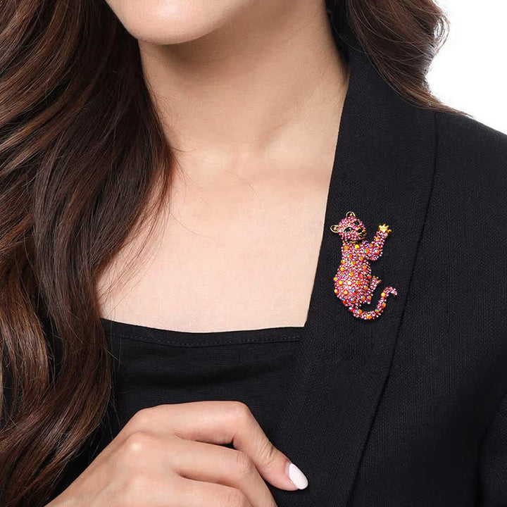 Broche grande de lujo con brillantes diamantes de imitación de tigre majestuoso para hombre - image 17
