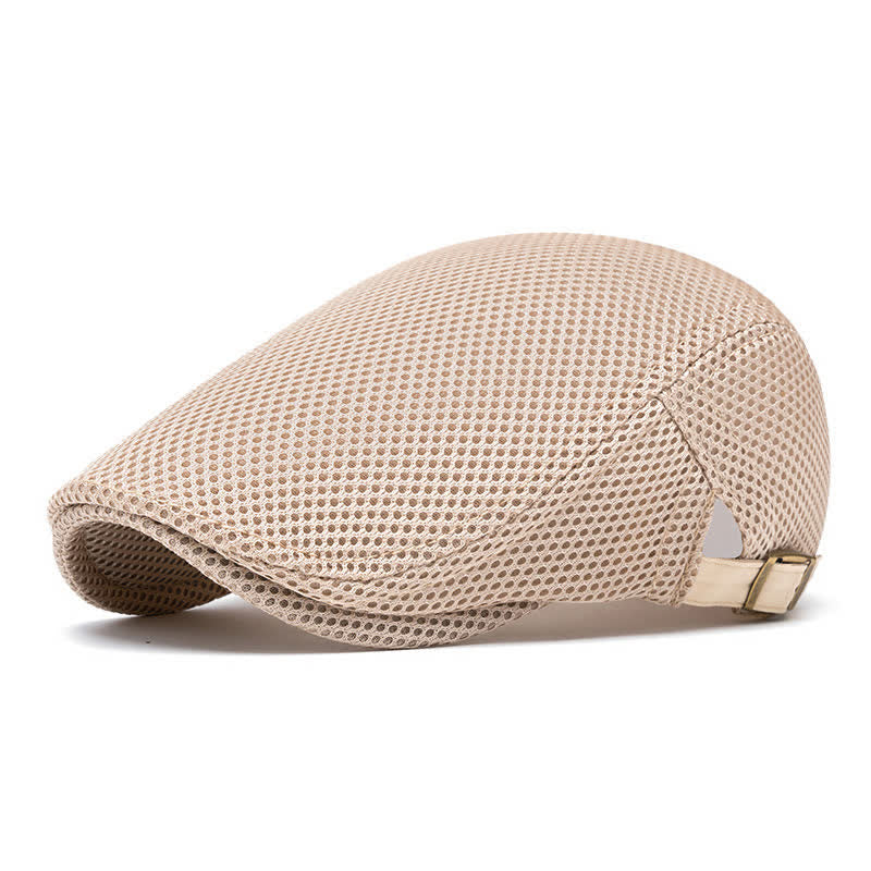 Boina plana de malla de verano de color sólido - Caqui - Ajustable (22"-23 5/8") - image 6