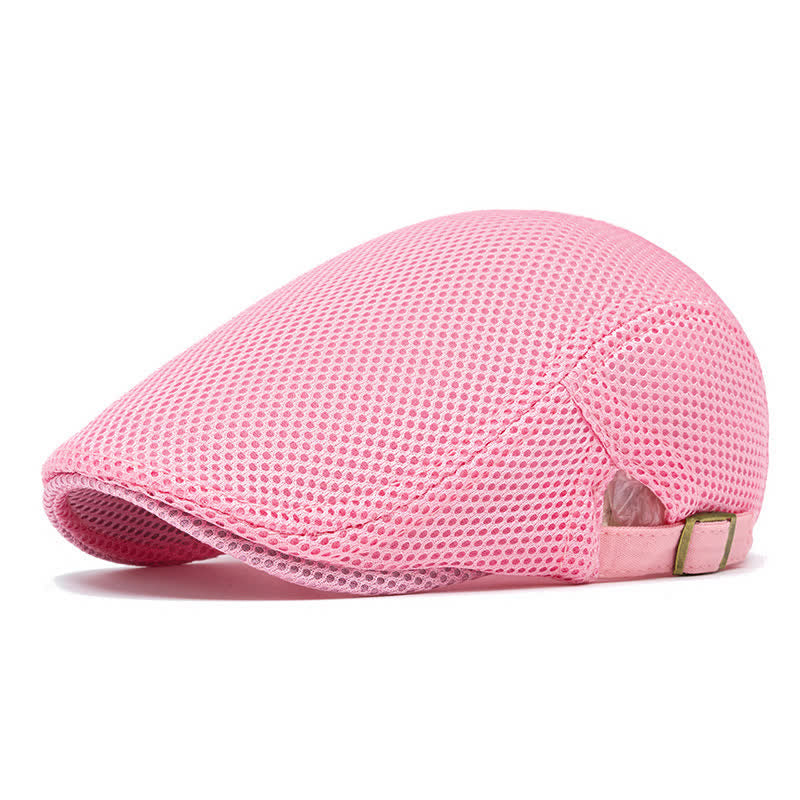 Boina plana de malla de verano de color sólido - Rosa - Ajustable (22"-23 5/8") - image 14