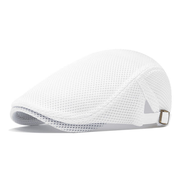 Boina plana de malla de verano de color sólido - Blanco - Ajustable (22"-23 5/8") - image 7