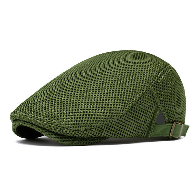 Boina plana de malla de verano de color sólido - Verde militar - Ajustable (22"-23 5/8") - image 15