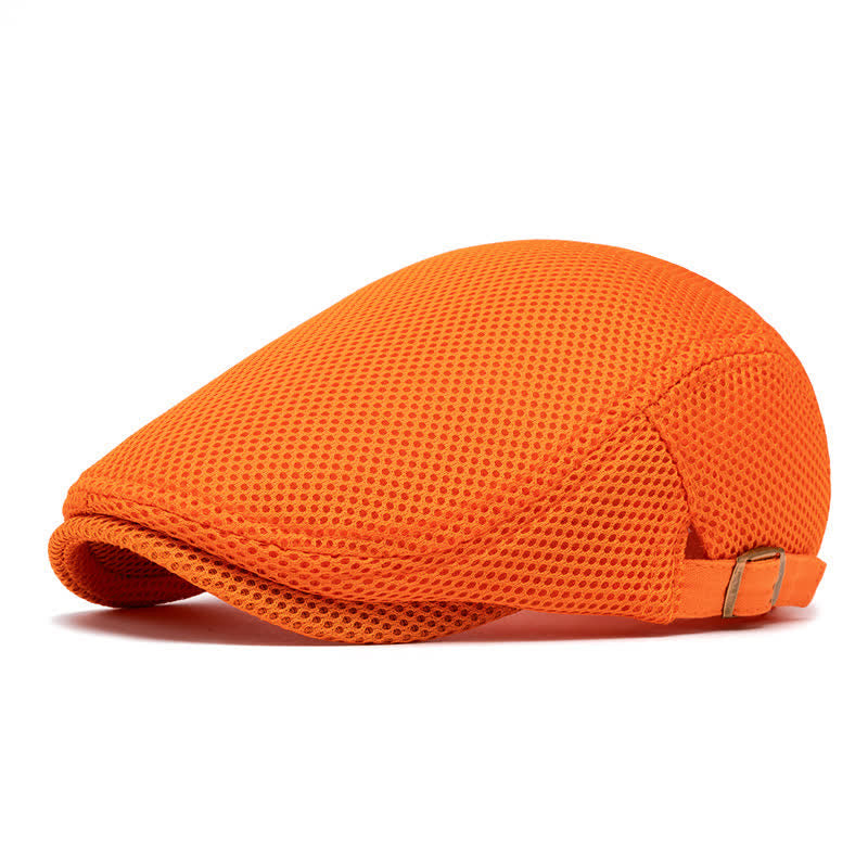 Boina plana de malla de verano de color sólido - Naranja - Ajustable (22"-23 5/8") - image 13